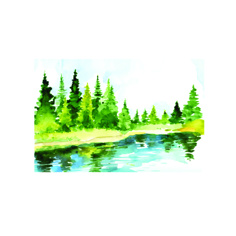 Πίνακας σε καμβά με Τοπία Δάσος με λίμνη